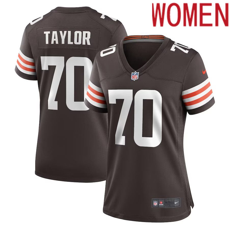 Women Cleveland Browns #70 Alex Taylor Nike Brown Team Game Player NFL Jersey->women nfl jersey->Women Jersey